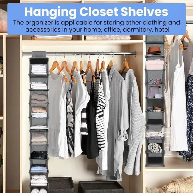 Alt view image 7 of 7 - Kenning 4 Pack Hanging Shoe Shelves 10 Shelf Hanging Shoe Organizer Holder for Hats Purses Handbags Closet Space Saving