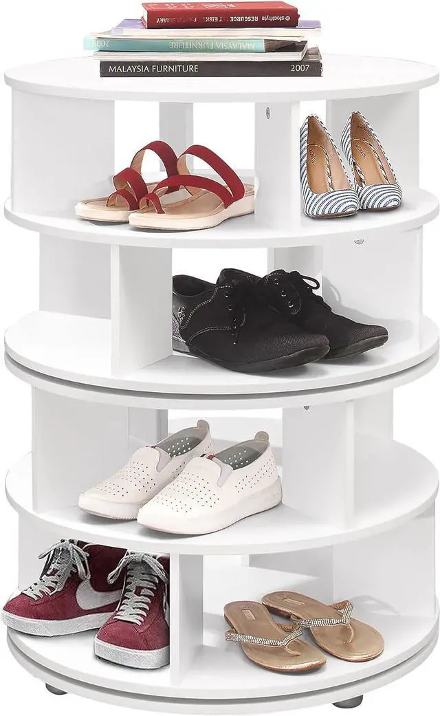 Alt view image 2 of 3 - KB Designs - Revolving 16 Pair Shoe Rack Storage Organizer, White