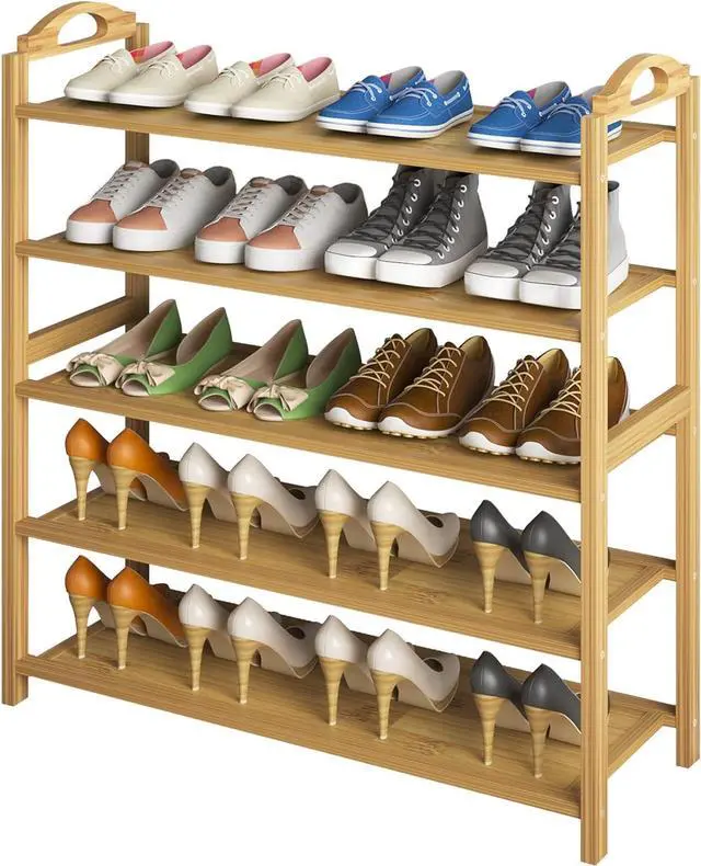 Main image of UDEAR Bamboo Shoe Rack 5-Tier Shoe Storage Organizer Entryway Shoe Shelf