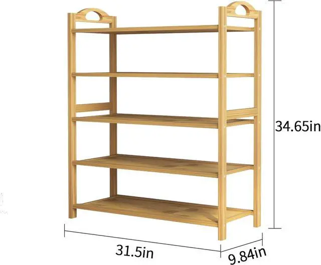 Alt view image 3 of 7 - UDEAR Bamboo Shoe Rack 5-Tier Shoe Storage Organizer Entryway Shoe Shelf