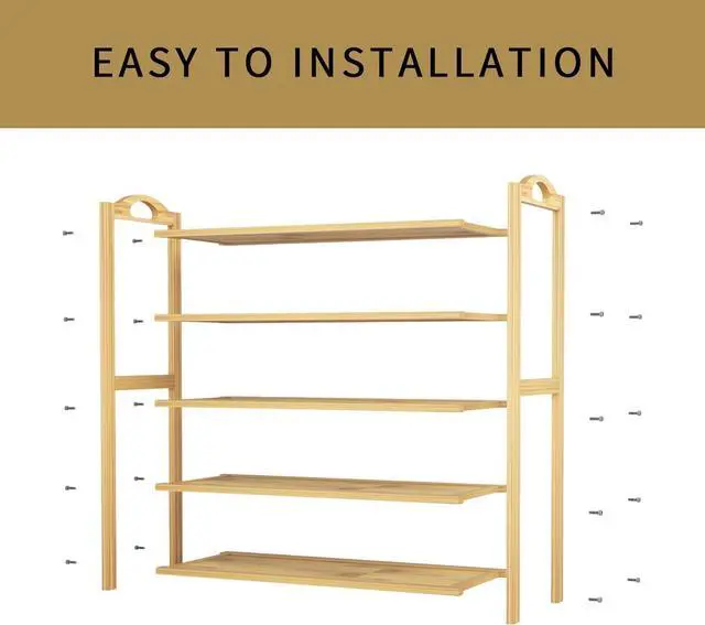 Alt view image 5 of 7 - UDEAR Bamboo Shoe Rack 5-Tier Shoe Storage Organizer Entryway Shoe Shelf