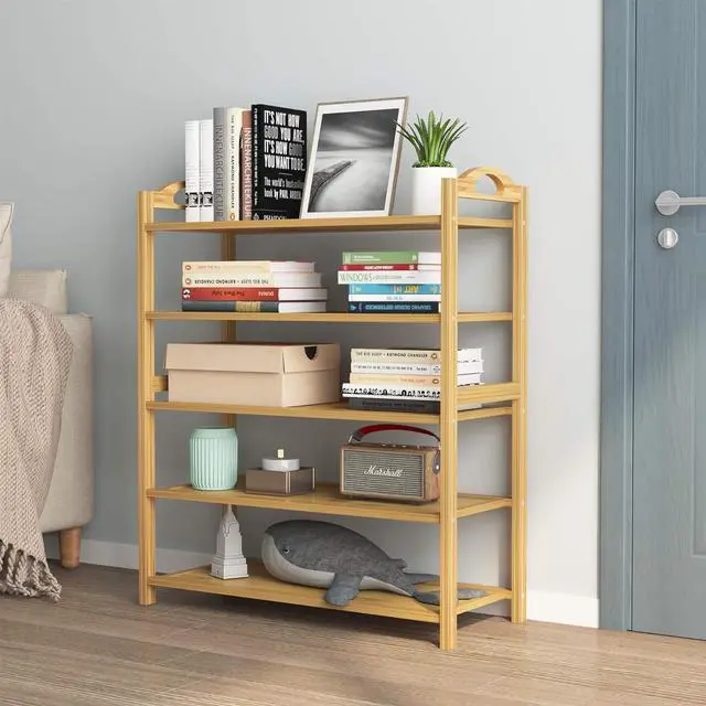 Alt view image 4 of 7 - UDEAR Bamboo Shoe Rack 5-Tier Shoe Storage Organizer Entryway Shoe Shelf