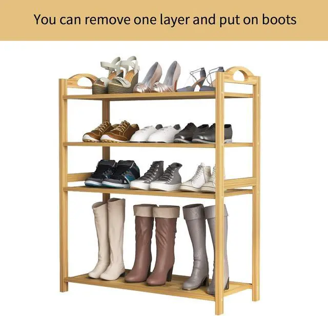 Alt view image 7 of 7 - UDEAR Bamboo Shoe Rack 5-Tier Shoe Storage Organizer Entryway Shoe Shelf