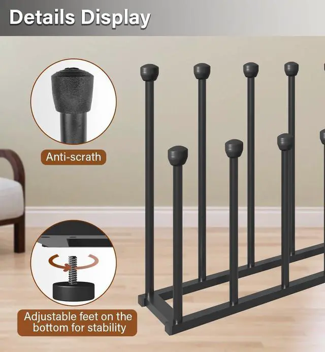 Alt view image 4 of 7 - 22.5 Inches Free Standing Shoe Racks, Tall Black Metal Boot Rack Organizer for 6 Pairs, Knee-High Boot Storage Shelf for Closet, Bedroom, Entryway, Hallway, Black