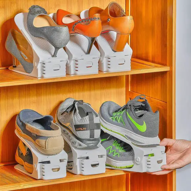 Alt view image 2 of 6 - 12 Pack Adjustable 50% Space-saving Shoe Slots Organizer, White
