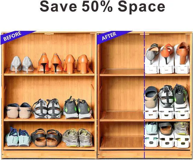 Alt view image 3 of 6 - 12 Pack Adjustable 50% Space-saving Shoe Slots Organizer, White