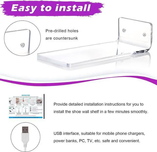 Alt view image 6 of 7 - Forzacx Floating Shoe Display Shelf with Lights Set of 5, Glow Color Changing Sneaker Shelf- Display Your Top Shoes, Sturdy Levitating Shoe Wall Shelf Easy to Install, for Bedroom, playroom etc