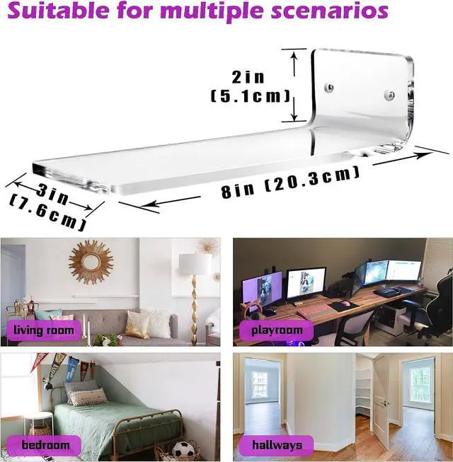Alt view image 2 of 7 - Forzacx Floating Shoe Display Shelf with Lights Set of 5, Glow Color Changing Sneaker Shelf- Display Your Top Shoes, Sturdy Levitating Shoe Wall Shelf Easy to Install, for Bedroom, playroom etc