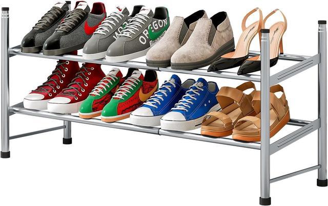 2 tier best sale expandable shoe rack