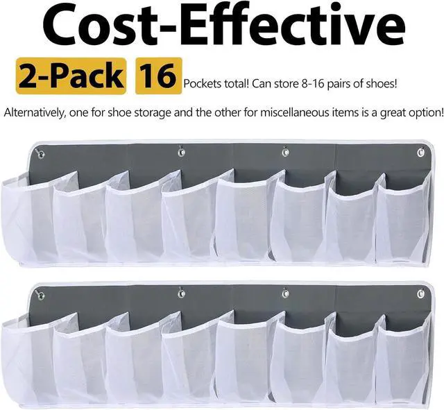 Alt view image 2 of 7 - RV Shoe Storage for Bedside - 16 Extra Large Pocket Entryway Shoes Rack