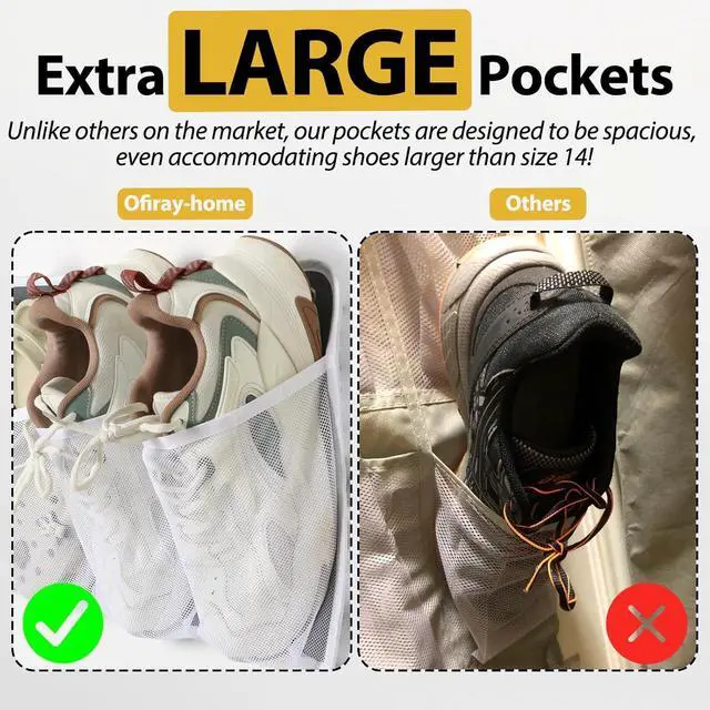 Alt view image 3 of 7 - RV Shoe Storage for Bedside - 16 Extra Large Pocket Entryway Shoes Rack