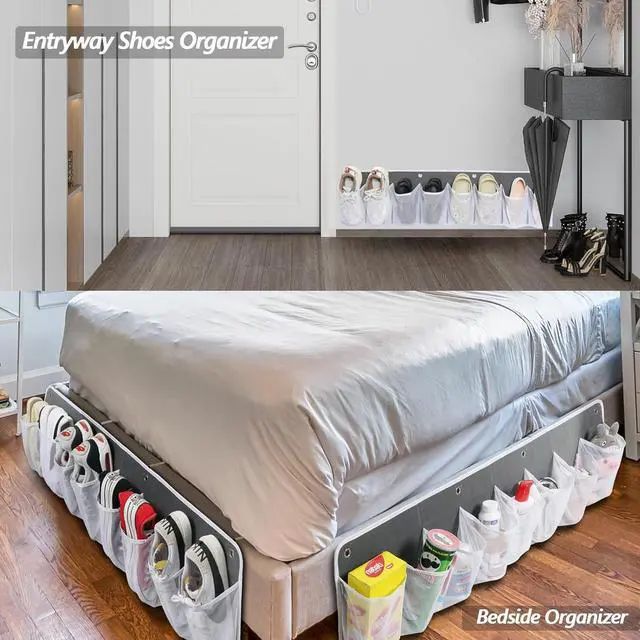 Alt view image 7 of 7 - RV Shoe Storage for Bedside - 16 Extra Large Pocket Entryway Shoes Rack