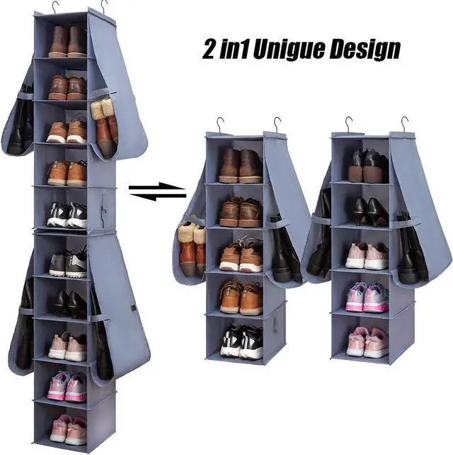 Alt view image 3 of 7 - Hanging Shoe Organizer for Closet Footwear Boots Storage Shelf