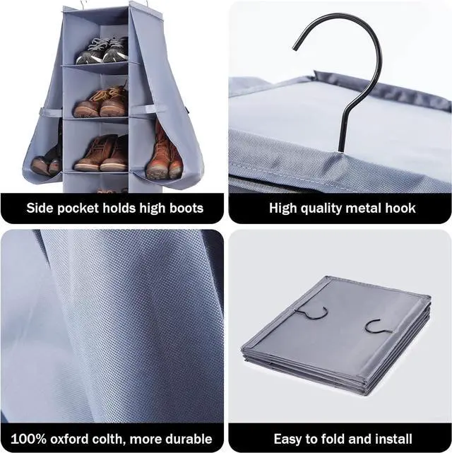 Alt view image 4 of 7 - Hanging Shoe Organizer for Closet Footwear Boots Storage Shelf