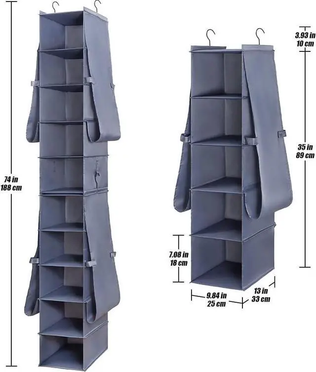 Alt view image 7 of 7 - Hanging Shoe Organizer for Closet Footwear Boots Storage Shelf