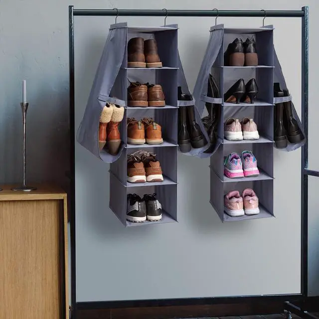 Alt view image 6 of 7 - Hanging Shoe Organizer for Closet Footwear Boots Storage Shelf