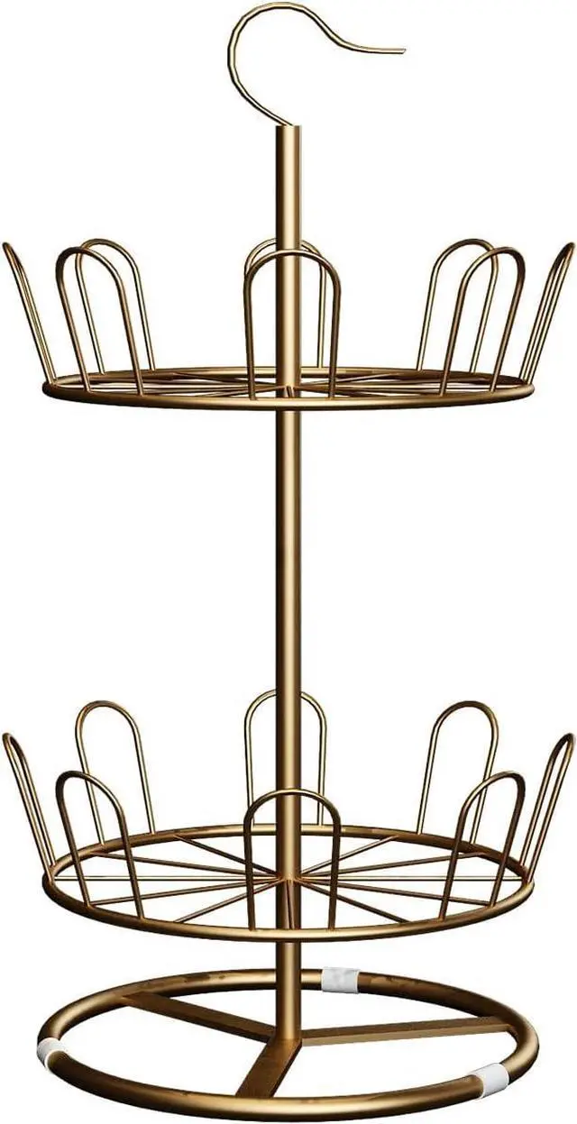 Main image of Round Revolving Shoe Tree Rack,Circular Rotating Shoe Rack Tower(Gold)