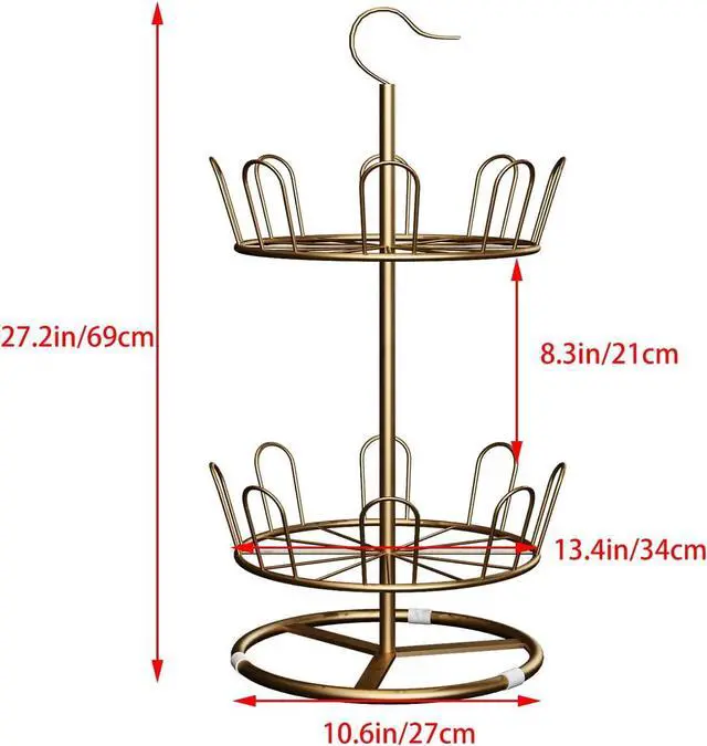 Alt view image 3 of 7 - Round Revolving Shoe Tree Rack,Circular Rotating Shoe Rack Tower(Gold)