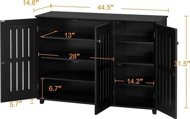 Alt view image 3 of 7 - Yaheetech Shoe Cabinet with Doors for Entryway, Closed Storage Rack, Black