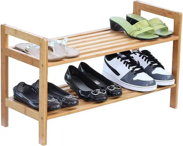 Alt view image 3 of 3 - Oceanstar 2-Tier Bamboo Shoe Rack, Natural