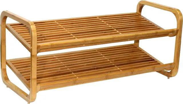 Alt view image 2 of 3 - Oceanstar 2-Tier Bamboo Shoe Rack, Natural