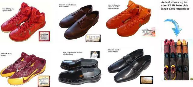 Alt view image 2 of 7 - Roomganize Large Over the Door Shoe Organizer for Mens Sneakers (Bison brown)