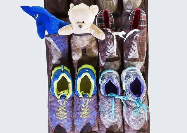 Alt view image 3 of 7 - Roomganize Large Over the Door Shoe Organizer for Mens Sneakers (Bison brown)