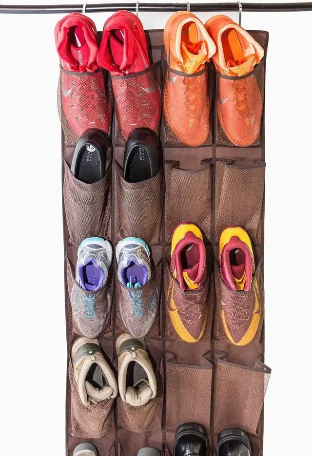 Alt view image 6 of 7 - Roomganize Large Over the Door Shoe Organizer for Mens Sneakers (Bison brown)