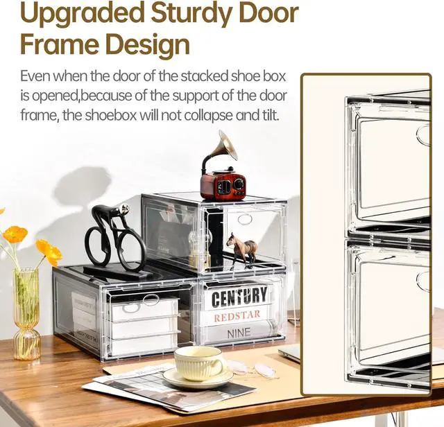 Alt view image 3 of 7 - 10 Pack Shoe Storage, Stackable Shoe Organizer, Clear Shoe Boxes for Closet