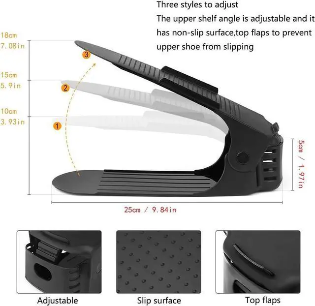 Alt view image 2 of 7 - Soerreo Shoe Slot Storage Box Adjustable Shoe Rack Save Space Suitable for High Low Heels, Sneakers and Sandals (20 Piece Set)