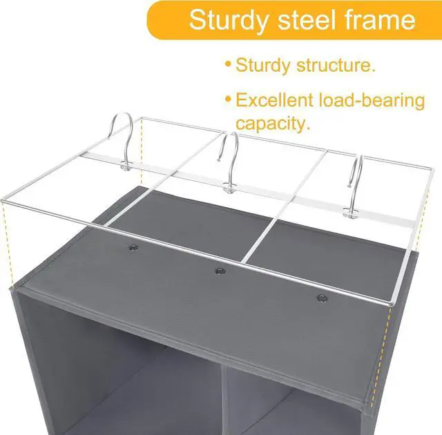 Alt view image 6 of 7 - Libeder Shoe Organizer for Closet, 15 Shelf Hanging Closet Storage Shelves - 10 Shoe Rack Organizer and 5 Compartment for Clothes with 6 Side Mesh Pockets for Scarves Socks,Gloves, Grey