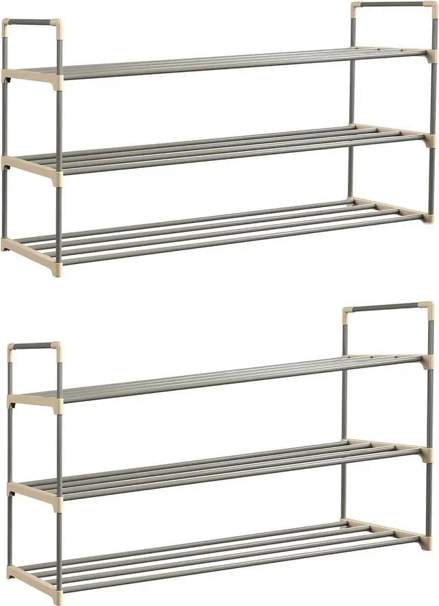 Main image of Home-Complete Shoe Storage Rack, 3-Tier Organizer for Closet, Bathroom, Entryway, 2 Sets