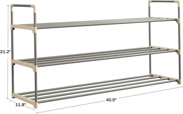 Alt view image 3 of 5 - Home-Complete Shoe Storage Rack, 3-Tier Organizer for Closet, Bathroom, Entryway, 2 Sets