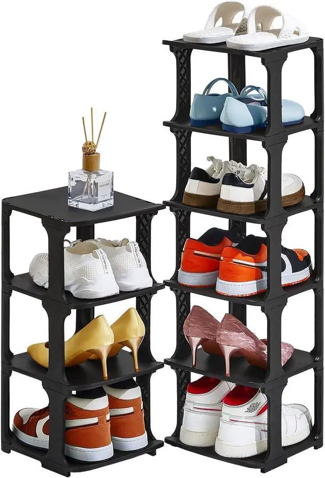 Main image of 5 Tiers Vertical Shoe Rack, Narrow Free Standing Shoe Storage Organizer for Entryway and Small Closet, Stackable Shoe Holder Shelf Stability DIY, Black