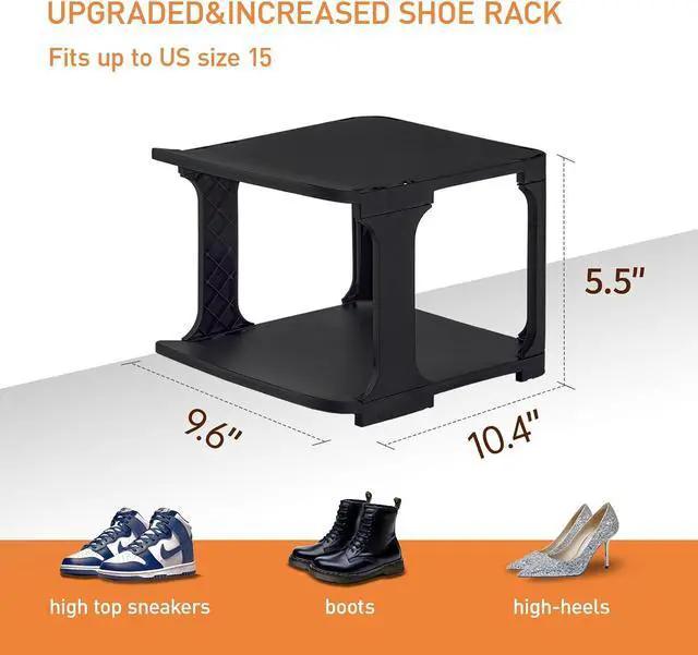 Alt view image 2 of 7 - 5 Tiers Vertical Shoe Rack, Narrow Free Standing Shoe Storage Organizer for Entryway and Small Closet, Stackable Shoe Holder Shelf Stability DIY, Black