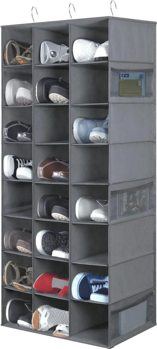 Main image of 24 Section Hanging Shoe Organizer for Closet, Grey