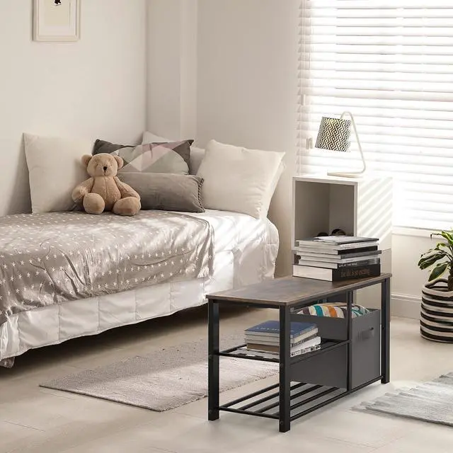 Alt view image 6 of 7 - Simple Houseware Wooden Top Shoe Rack Bench with Bins, Rustic Brown