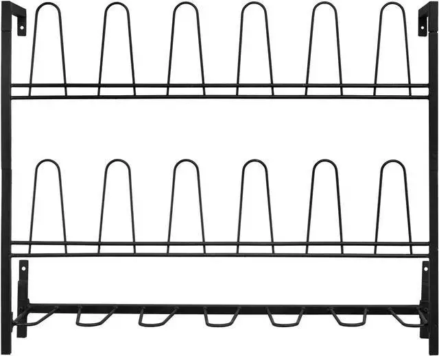 Alt view image 5 of 7 - MyGift Black Metal Wall Mounted Shoe Rack Organizer, Holds 9 Pairs