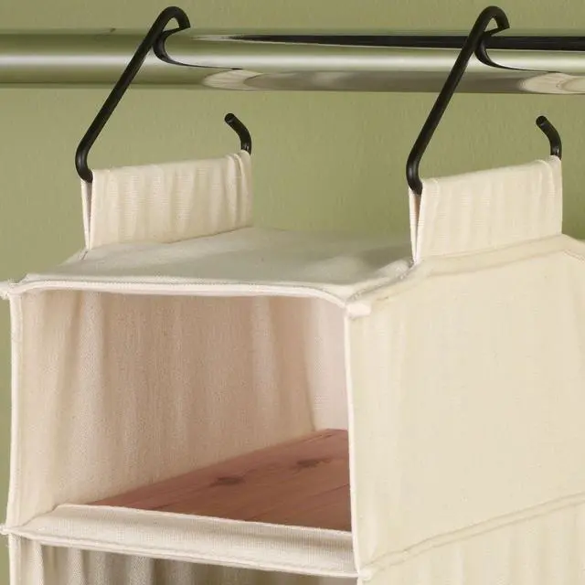 Alt view image 4 of 5 - Household Essentials Hanging Shoe Organizer, 10 Wide Cubbies with Cedarline Pockets, Heavy-Duty Cotton Canvas, Removable and Industrial Hooks, Natural