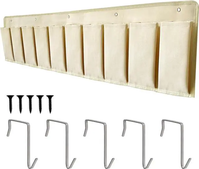 Main image of RVZONE RV Shoe Pockets 10 Pockets Heavy Hanging Bedside Storage Organizer with Sturdy Hooks Storage Pockets Hangs on bed for Shoes Toys and Tool Accessories