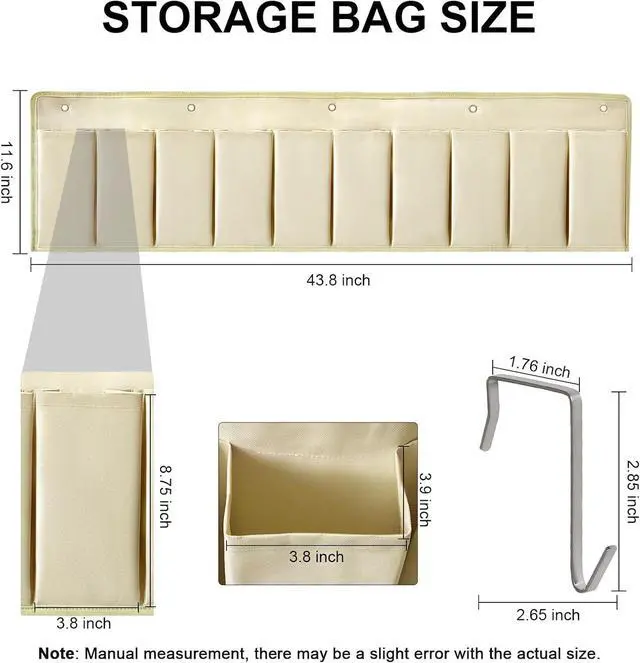 Alt view image 2 of 7 - RVZONE RV Shoe Pockets 10 Pockets Heavy Hanging Bedside Storage Organizer with Sturdy Hooks Storage Pockets Hangs on bed for Shoes Toys and Tool Accessories