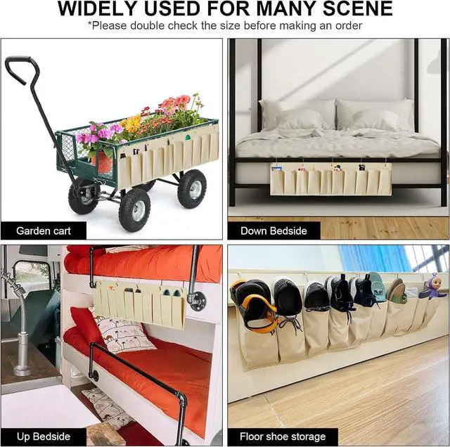 Alt view image 5 of 7 - RVZONE RV Shoe Pockets 10 Pockets Heavy Hanging Bedside Storage Organizer with Sturdy Hooks Storage Pockets Hangs on bed for Shoes Toys and Tool Accessories