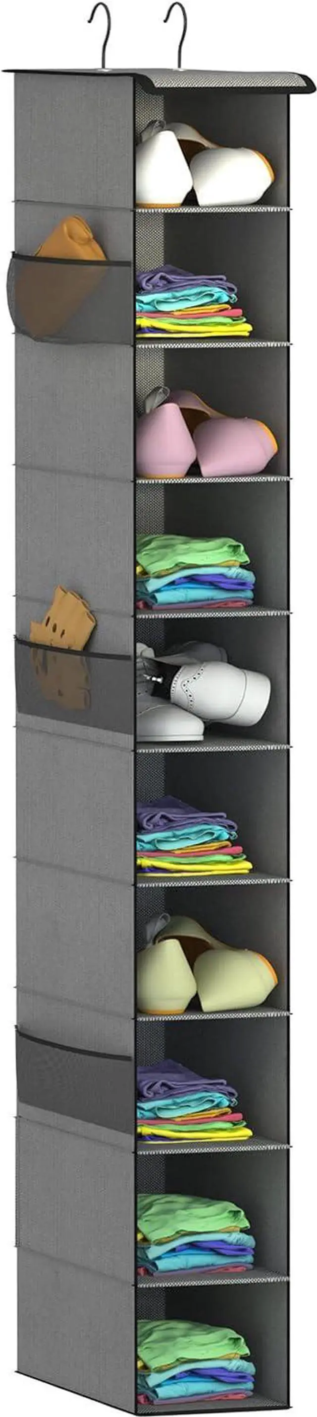 Main image of 10-Tier Hanging Closet Shoe Organizer, with Side Pockets, Grey
