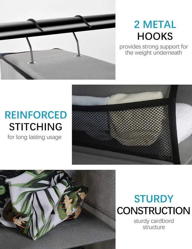 Alt view image 5 of 5 - 10-Tier Hanging Closet Shoe Organizer, with Side Pockets, Grey