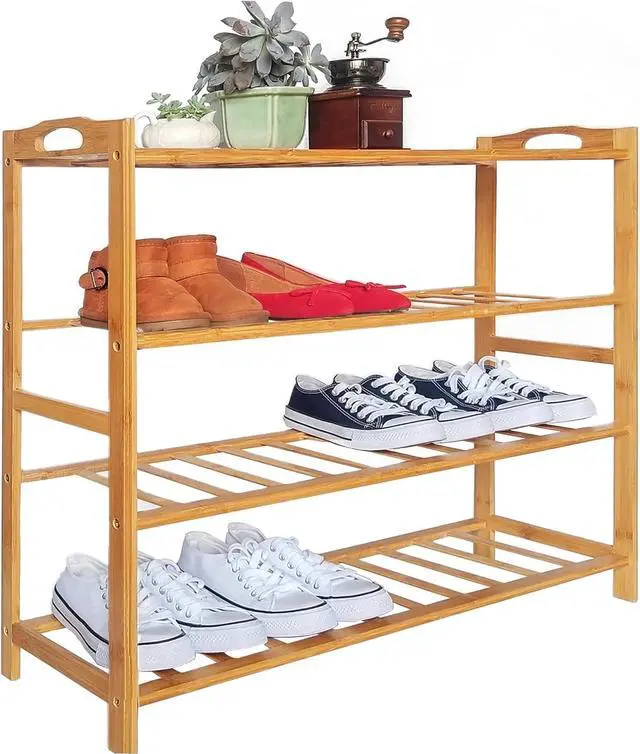 Main image of Bamboo Shoe Rack 4 Tier Shoe Organizer for Closet Entryway Shoe Shelf for Home 31.5 Inch Natural Bamboo