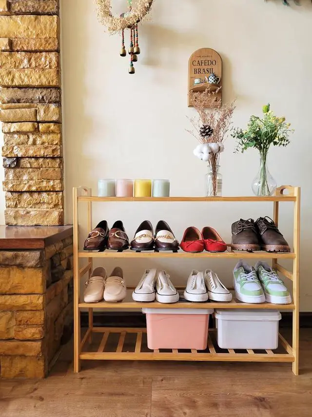 Alt view image 2 of 7 - Bamboo Shoe Rack 4 Tier Shoe Organizer for Closet Entryway Shoe Shelf for Home 31.5 Inch Natural Bamboo