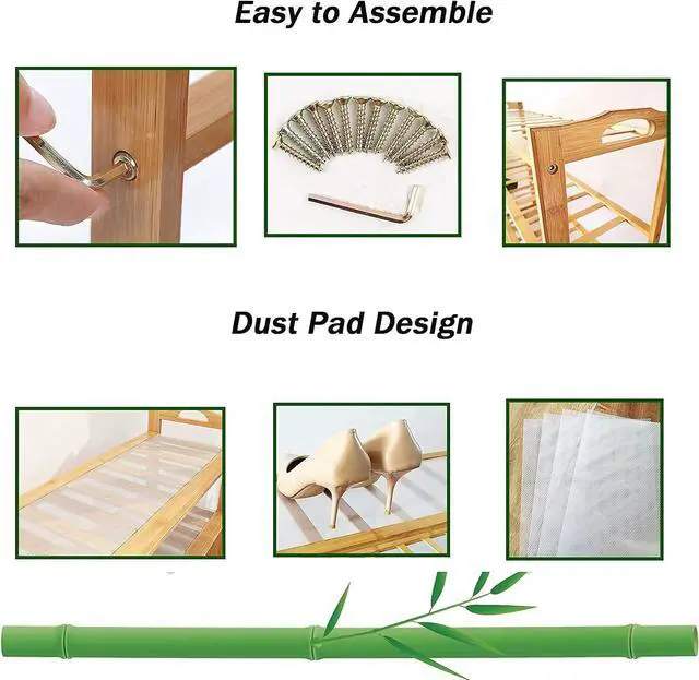 Alt view image 5 of 7 - Bamboo Shoe Rack 4 Tier Shoe Organizer for Closet Entryway Shoe Shelf for Home 31.5 Inch Natural Bamboo