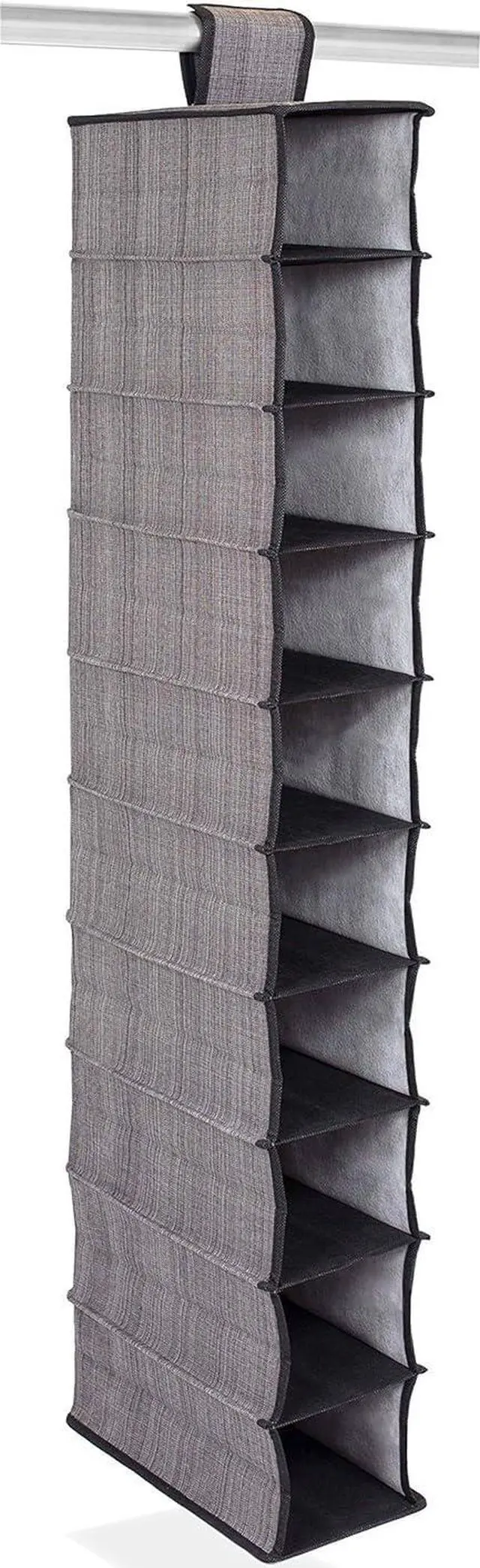 Main image of Internet's Best 10 Tier Hanging Shoe Organizer - Narrow Shelf Closet Shoe Rack - Footwear Storage - Grey