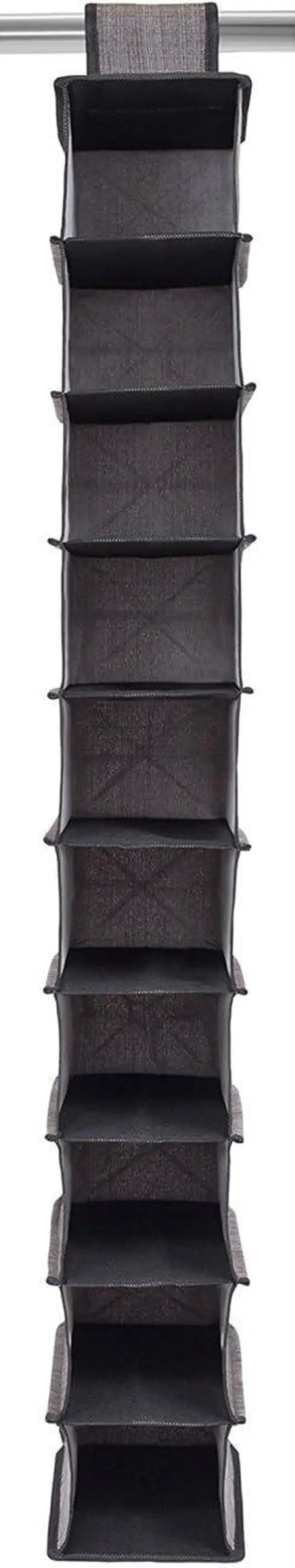 Alt view image 3 of 5 - Internet's Best 10 Tier Hanging Shoe Organizer - Narrow Shelf Closet Shoe Rack - Footwear Storage - Grey