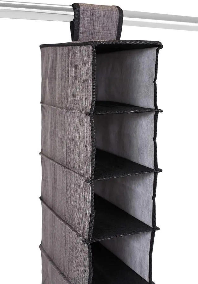 Alt view image 4 of 5 - Internet's Best 10 Tier Hanging Shoe Organizer - Narrow Shelf Closet Shoe Rack - Footwear Storage - Grey